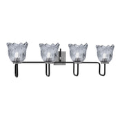 Toltec Sandia 4-Light Bath Bar | Modern Matte Black and Graphite Steel with Smoke Lava Glass | Bathroom Vanity Light | 8.25 x 11.5 in | Model 6224-MBGP-4232