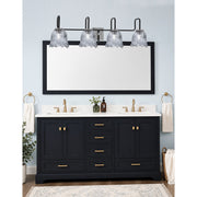 Toltec Sandia 4-Light Bath Bar | Modern Matte Black and Graphite Steel with Smoke Lava Glass | Bathroom Vanity Light | 8.25 x 11.5 in | Model 6224-MBGP-4232