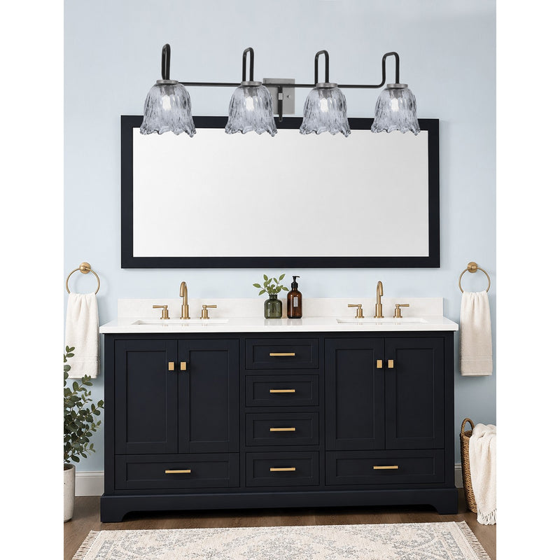 Toltec Sandia 4-Light Bath Bar | Modern Matte Black and Graphite Steel with Smoke Lava Glass | Bathroom Vanity Light | 8.25 x 11.5 in | Model 6224-MBGP-4232