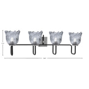 Toltec Sandia 4-Light Bath Bar | Modern Matte Black and Graphite Steel with Smoke Lava Glass | Bathroom Vanity Light | 8.25 x 11.5 in | Model 6224-MBGP-4232