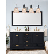 Toltec Sandia 4-Light Bath Bar | Modern Matte Black and Graphite Steel with Amber Lava Glass | Bathroom Vanity Light | 8.25 x 11.5 in | Model 6224-MBGP-4233