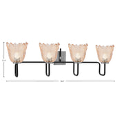 Toltec Sandia 4-Light Bath Bar | Modern Matte Black and Graphite Steel with Amber Lava Glass | Bathroom Vanity Light | 8.25 x 11.5 in | Model 6224-MBGP-4233