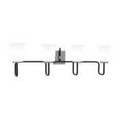 Toltec Sandia 4-Light Bath Bar | Modern Matte Black & Graphite Steel and White Opal Glass | Bathroom Vanity & Powder Room | 7.5 x 10.5 in | Model 6224-MBGP-5031