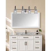 Toltec Sandia 4-Light Bath Bar | Modern Matte Black & Graphite Steel and Smoke Bubble Glass | Bathroom Vanity & Powder Room | 7.5 x 10.5 in | Model 6224-MBGP-5032