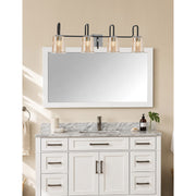 Toltec Sandia 4-Light Bath Bar | Modern Matte Black and Graphite Steel with Amber Bubble Glass | Bathroom Vanity Light | 7.5 x 10.5 in | Model 6224-MBGP-5033