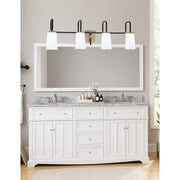 Toltec Sandia 4-Light Bath Bar | Matte Black and New Age Brass with White Opal Glass | Bathroom & Powder Room Vanity Light | 7.25 x 11.5 in | Model 6224-MBNAB-261