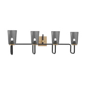 Toltec Sandia 4-Light Bath Bar | Matte Black and New Age Brass with Smoke Bubble Glass | Bathroom & Powder Room Vanity Light | 7.25 x 11.5 in | Model 6224-MBNAB-262