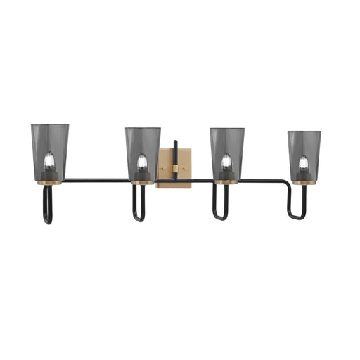 Toltec Sandia 4-Light Bath Bar | Matte Black and New Age Brass with Smoke Bubble Glass | Bathroom & Powder Room Vanity Light | 7.25 x 11.5 in | Model 6224-MBNAB-262