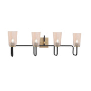 Toltec Sandia 4-Light Bath Bar | Matte Black and New Age Brass with Amber Gradient Glass | Bathroom & Powder Room Vanity Light | 7.25 x 11.5 in | Model 6224-MBNAB-263