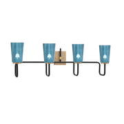 Toltec Sandia 4-Light Bath Bar | Matte Black and New Age Brass with Blue Gradient Glass | Bathroom & Powder Room Vanity Light | 7.25 x 11.5 in | Model 6224-MBNAB-265
