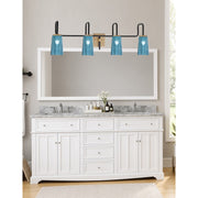 Toltec Sandia 4-Light Bath Bar | Matte Black and New Age Brass with Blue Gradient Glass | Bathroom & Powder Room Vanity Light | 7.25 x 11.5 in | Model 6224-MBNAB-265