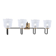 Toltec Sandia 4-Light Bath Bar | Matte Black & New Age Brass with Clear Lava Glass | Bathroom Vanity & Powder Room | 8.25 x 11.5 in | Model 6224-MBNAB-4230