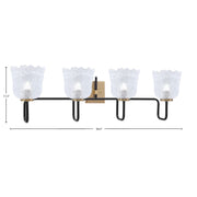 Toltec Sandia 4-Light Bath Bar | Matte Black & New Age Brass with Clear Lava Glass | Bathroom Vanity & Powder Room | 8.25 x 11.5 in | Model 6224-MBNAB-4230