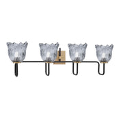Toltec Sandia 4-Light Bath Bar | Matte Black & New Age Brass with Smoke Lava Glass | Bathroom Vanity & Powder Room | 8.25 x 11.5 in | Model 6224-MBNAB-4232