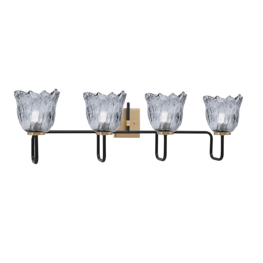 Toltec Sandia 4-Light Bath Bar | Matte Black & New Age Brass with Smoke Lava Glass | Bathroom Vanity & Powder Room | 8.25 x 11.5 in | Model 6224-MBNAB-4232