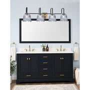 Toltec Sandia 4-Light Bath Bar | Matte Black & New Age Brass with Smoke Lava Glass | Bathroom Vanity & Powder Room | 8.25 x 11.5 in | Model 6224-MBNAB-4232