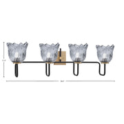 Toltec Sandia 4-Light Bath Bar | Matte Black & New Age Brass with Smoke Lava Glass | Bathroom Vanity & Powder Room | 8.25 x 11.5 in | Model 6224-MBNAB-4232