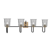 Toltec Sandia 4-Light Bath Bar | Matte Black & New Age Brass with Smoke Bubble Glass | Bathroom Vanity & Powder Room | 7.5 x 10.5 in | Model 6224-MBNAB-5032