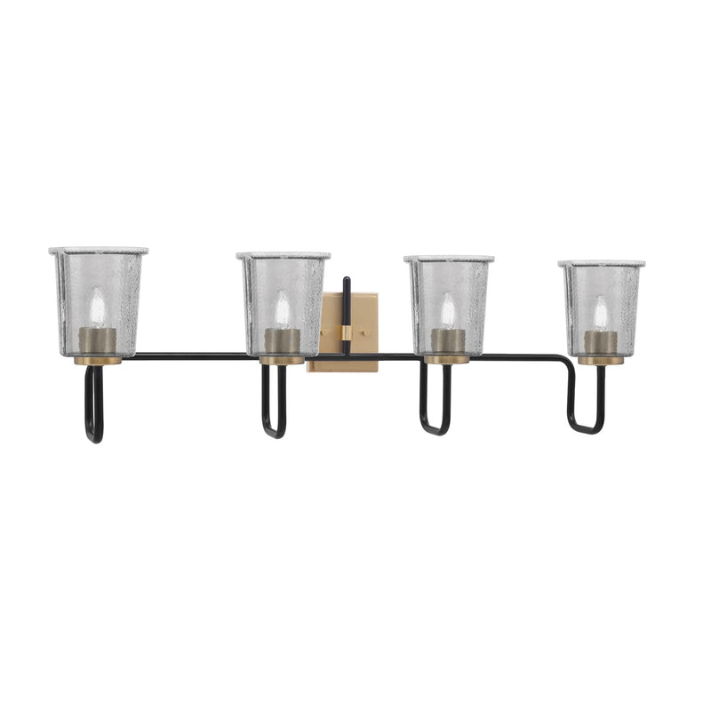 Toltec Sandia 4-Light Bath Bar | Matte Black & New Age Brass with Smoke Bubble Glass | Bathroom Vanity & Powder Room | 7.5 x 10.5 in | Model 6224-MBNAB-5032