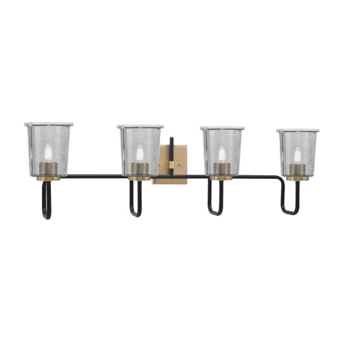 Toltec Sandia 4-Light Bath Bar | Matte Black & New Age Brass with Smoke Bubble Glass | Bathroom Vanity & Powder Room | 7.5 x 10.5 in | Model 6224-MBNAB-5032