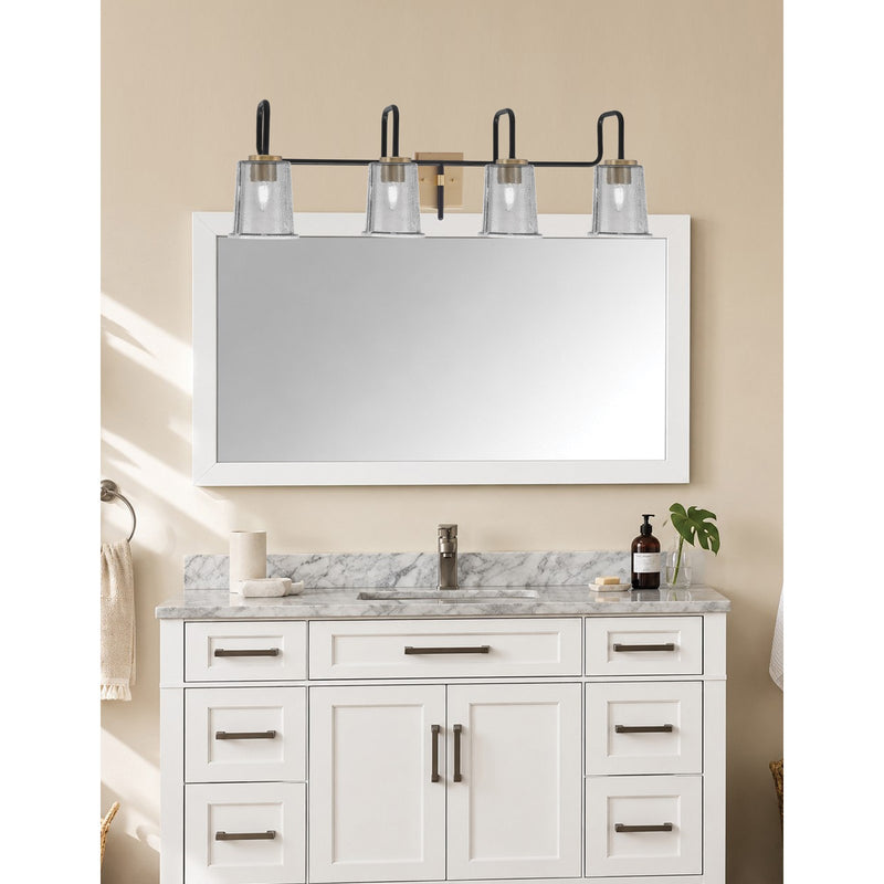 Toltec Sandia 4-Light Bath Bar | Matte Black & New Age Brass with Smoke Bubble Glass | Bathroom Vanity & Powder Room | 7.5 x 10.5 in | Model 6224-MBNAB-5032