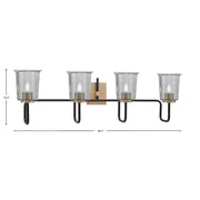 Toltec Sandia 4-Light Bath Bar | Matte Black & New Age Brass with Smoke Bubble Glass | Bathroom Vanity & Powder Room | 7.5 x 10.5 in | Model 6224-MBNAB-5032