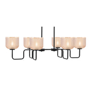 Toltec Sandia 42in 6-Light Island Light | Modern Matte Black Steel and Amber Textured Glass | Kitchen Island & Dining Room | 42 x 19.75 x 10.25 in | Model 6236-MB-4613