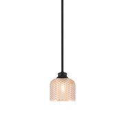 Toltec Zola 6in 1-Light Pendant | Modern Matte Black Steel and Amber Textured Glass | Kitchen Island & Dining Room | 6 x 7 in | Model 72-MB-4613