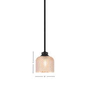Toltec Zola 6in 1-Light Pendant | Modern Matte Black Steel and Amber Textured Glass | Kitchen Island & Dining Room | 6 x 7 in | Model 72-MB-4613