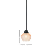 Toltec Zola 6in 1-Light Pendant | Modern Matte Black Steel and Amber Textured Glass | Kitchen Island & Dining Room | 6 x 7 x 8 in | Model 72-MB-4623