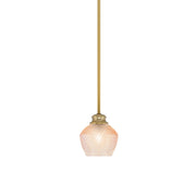 Toltec Zola 6in 1-Light Pendant | Modern New Age Brass Steel and Amber Textured Glass | Kitchen Island & Dining Room | 6 x 7 x 8 in | Model 72-NAB-4623