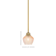 Toltec Zola 6in 1-Light Pendant | Modern New Age Brass Steel and Amber Textured Glass | Kitchen Island & Dining Room | 6 x 7 x 8 in | Model 72-NAB-4623