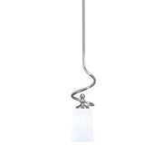 Toltec Capri 4.5in 1-Light Mini Pendant | Modern Brushed Nickel and White Opal Glass | Kitchen Island & Dining Room | 4.5 x 17 in | Model 901-BN-261