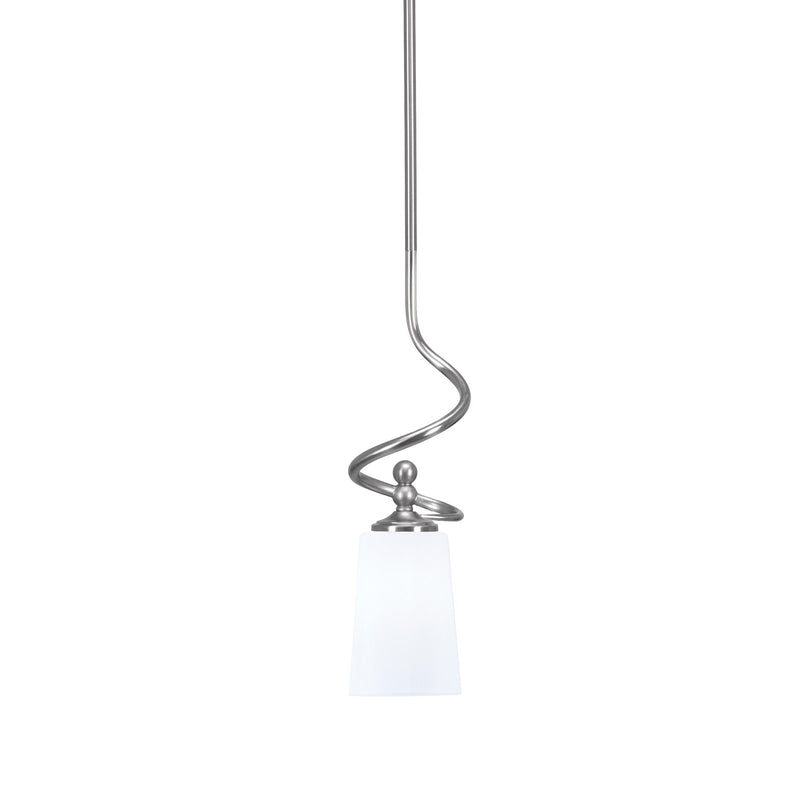 Toltec Capri 4.5in 1-Light Mini Pendant | Modern Brushed Nickel and White Opal Glass | Kitchen Island & Dining Room | 4.5 x 17 in | Model 901-BN-261
