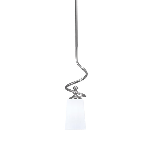 Toltec Capri 4.5in 1-Light Mini Pendant | Modern Brushed Nickel and White Opal Glass | Kitchen Island & Dining Room | 4.5 x 17 in | Model 901-BN-261