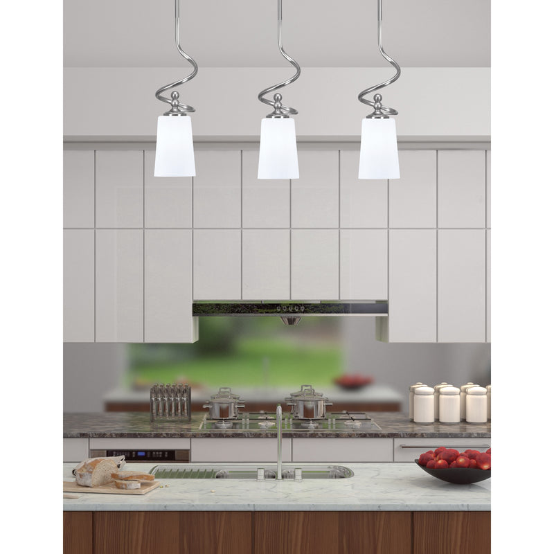 Toltec Capri 4.5in 1-Light Mini Pendant | Modern Brushed Nickel and White Opal Glass | Kitchen Island & Dining Room | 4.5 x 17 in | Model 901-BN-261