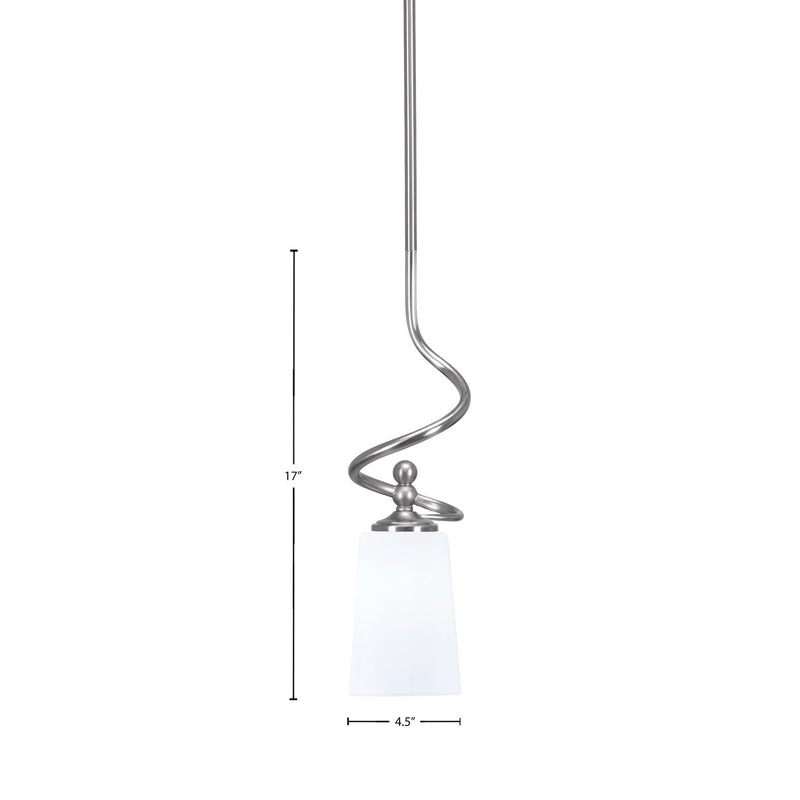Toltec Capri 4.5in 1-Light Mini Pendant | Modern Brushed Nickel and White Opal Glass | Kitchen Island & Dining Room | 4.5 x 17 in | Model 901-BN-261