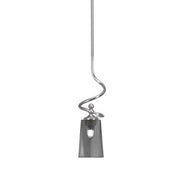 Toltec Capri 4.5in 1-Light Mini Pendant | Modern Brushed Nickel and Smoke Bubble Glass | Kitchen Island & Bar | 4.5 x 17 in | Model 901-BN-262