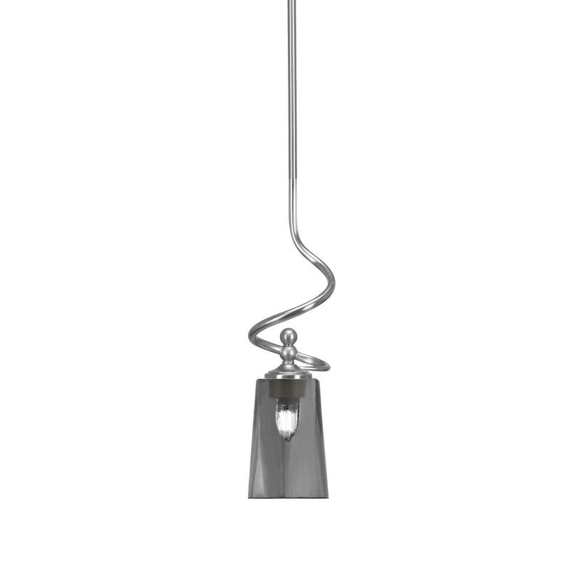 Toltec Capri 4.5in 1-Light Mini Pendant | Modern Brushed Nickel and Smoke Bubble Glass | Kitchen Island & Bar | 4.5 x 17 in | Model 901-BN-262
