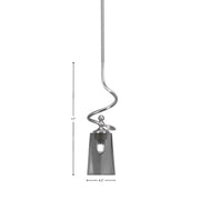 Toltec Capri 4.5in 1-Light Mini Pendant | Modern Brushed Nickel and Smoke Bubble Glass | Kitchen Island & Bar | 4.5 x 17 in | Model 901-BN-262