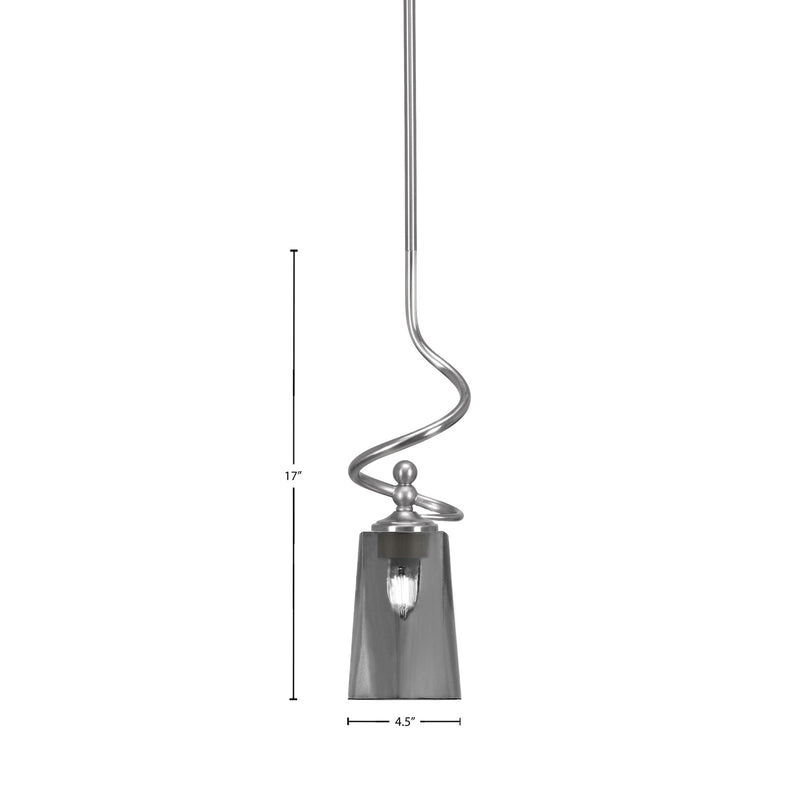 Toltec Capri 4.5in 1-Light Mini Pendant | Modern Brushed Nickel and Smoke Bubble Glass | Kitchen Island & Bar | 4.5 x 17 in | Model 901-BN-262