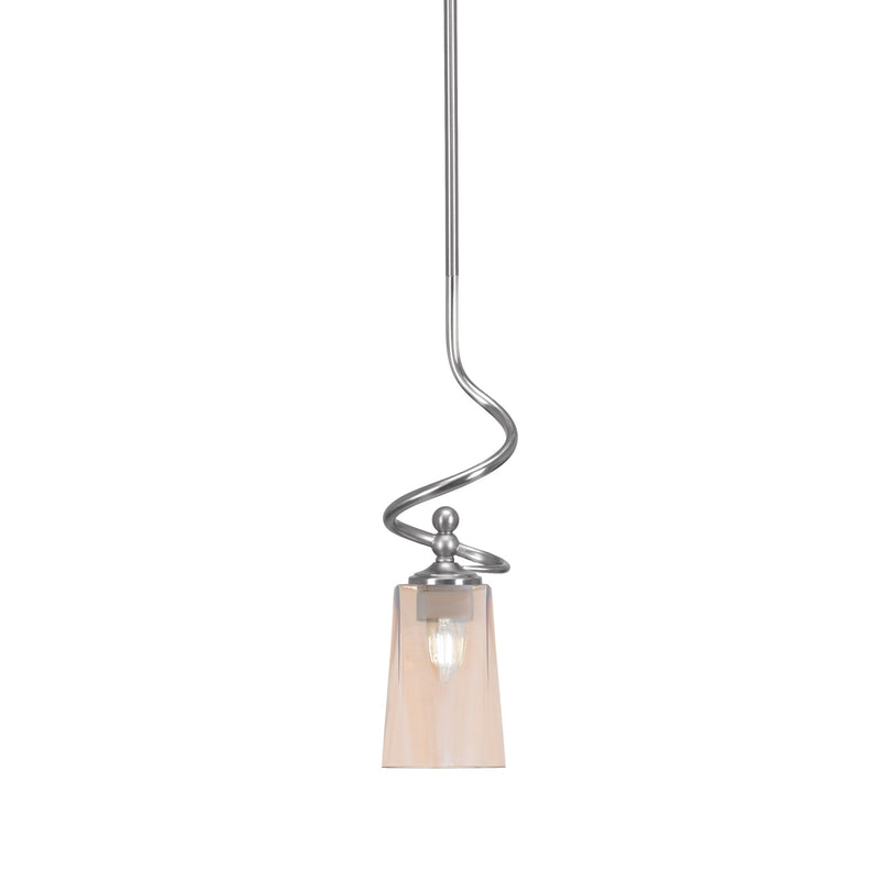 Toltec Capri 4.5in 1-Light Mini Pendant | Modern Brushed Nickel and Amber Gradient Glass | Kitchen Island & Dining Nook | Model 901-BN-263