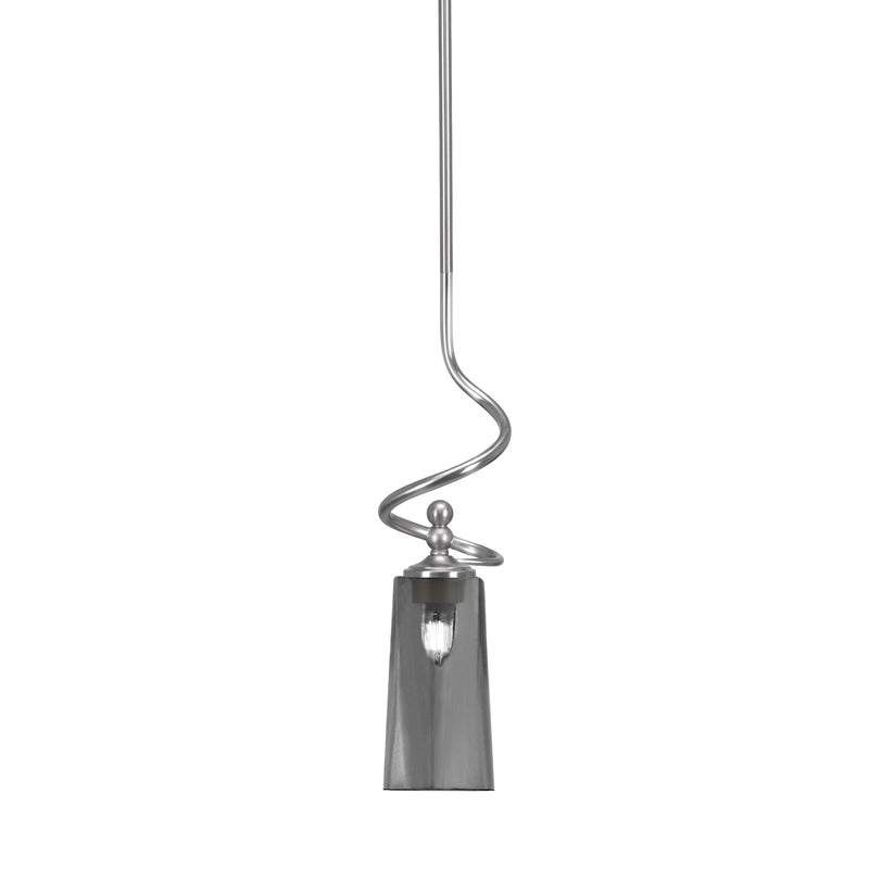 Toltec Capri 5in 1-Light Mini Pendant | Modern Brushed Nickel and Smoke Bubble Glass | Kitchen Island & Dining Room | 5 x 20 in | Model 901-BN-292