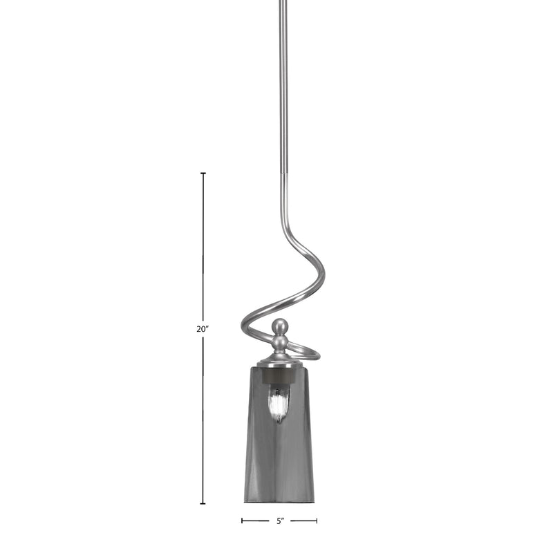 Toltec Capri 5in 1-Light Mini Pendant | Modern Brushed Nickel and Smoke Bubble Glass | Kitchen Island & Dining Room | 5 x 20 in | Model 901-BN-292