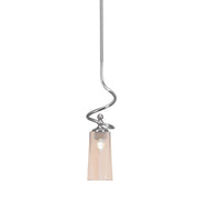 Toltec Capri 5in 1-Light Mini Pendant | Modern Brushed Nickel and Amber Gradient Glass | Kitchen Island & Dining Room | 5 x 20 in | Model 901-BN-293