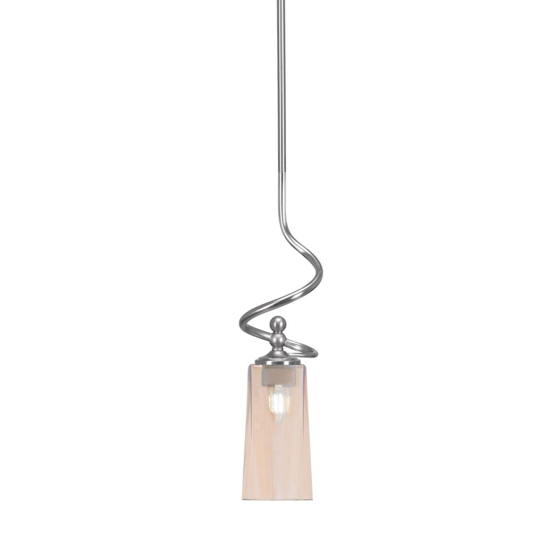 Toltec Capri 5in 1-Light Mini Pendant | Modern Brushed Nickel and Amber Gradient Glass | Kitchen Island & Dining Room | 5 x 20 in | Model 901-BN-293