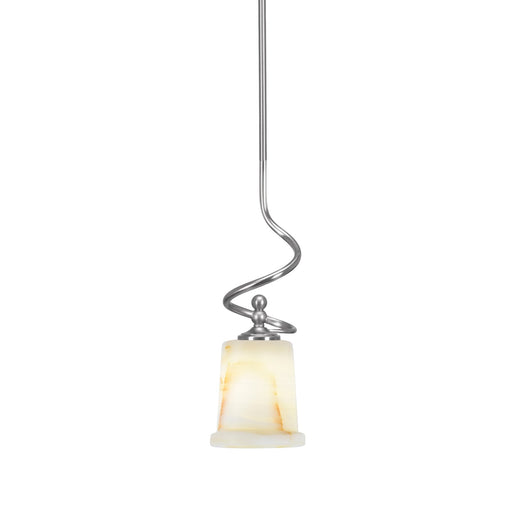 Toltec Capri 5in 1-Light Mini Pendant | Brushed Nickel and Natural Stone Glass | Kitchen Island & Dining Room | 5 x 5 x 16.25 in | Model 901-BN-4128