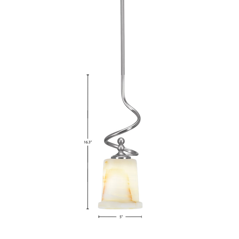 Toltec Capri 5in 1-Light Mini Pendant | Brushed Nickel and Natural Stone Glass | Kitchen Island & Dining Room | 5 x 5 x 16.25 in | Model 901-BN-4128
