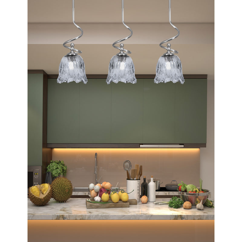 Toltec Capri 7in 1-Light Mini Pendant | Contemporary Brushed Nickel and Smoke Lava Glass | Kitchen Island & Dining Room | Model 901-BN-4232