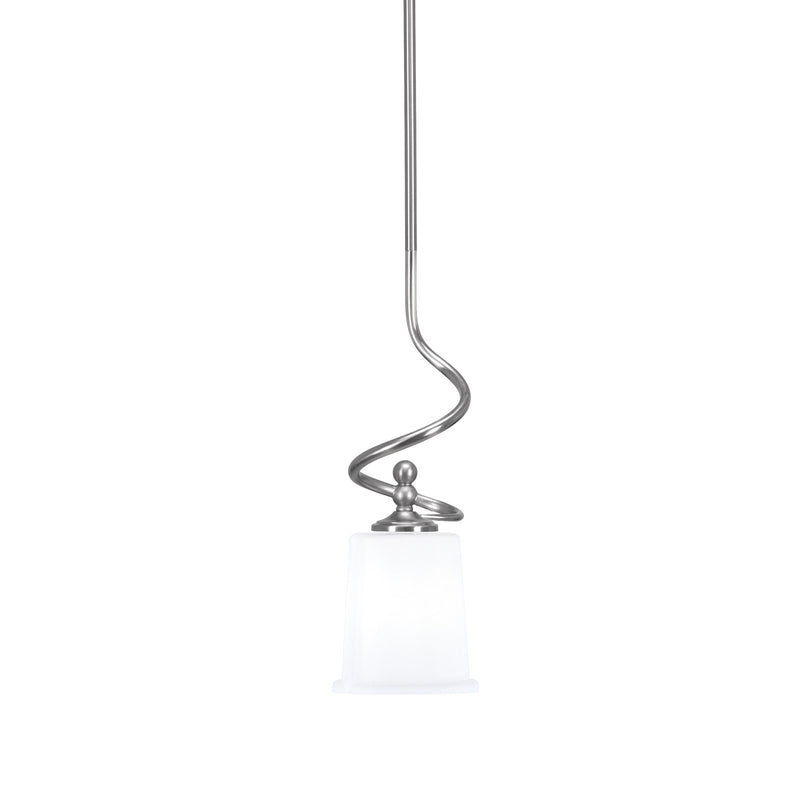 Toltec Capri 5in 1-Light Mini Pendant | Modern Brushed Nickel and White Opal Glass | Kitchen Island & Dining Room | 5 x 16 in | Model 901-BN-5031